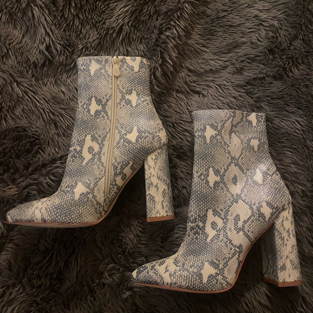 Snake skin ankle boots